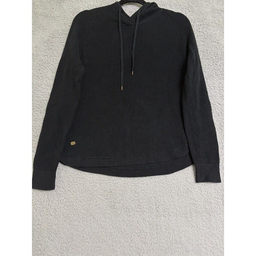 Lauren Ralph Lauren Women's Black Medium Hoodie Waffle Knit Sweater